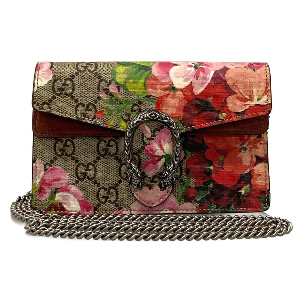 Gucci Dionysus Shoulder Bag 476432 Beige Dark Brown Multi PVC Suede